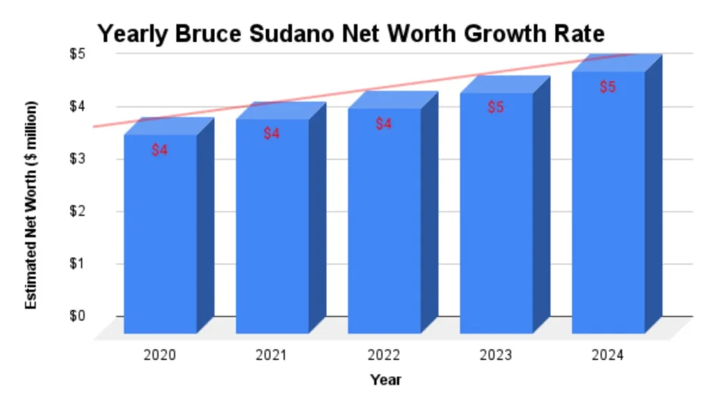 Yearly Bruce Sudano Net Worth Growth Rate: