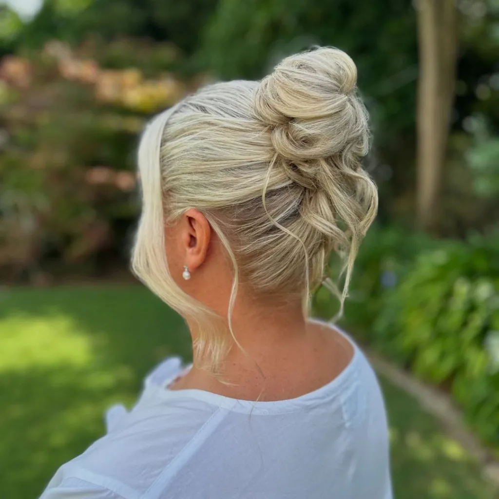 Romantic Low Bun with Curtain Bangs