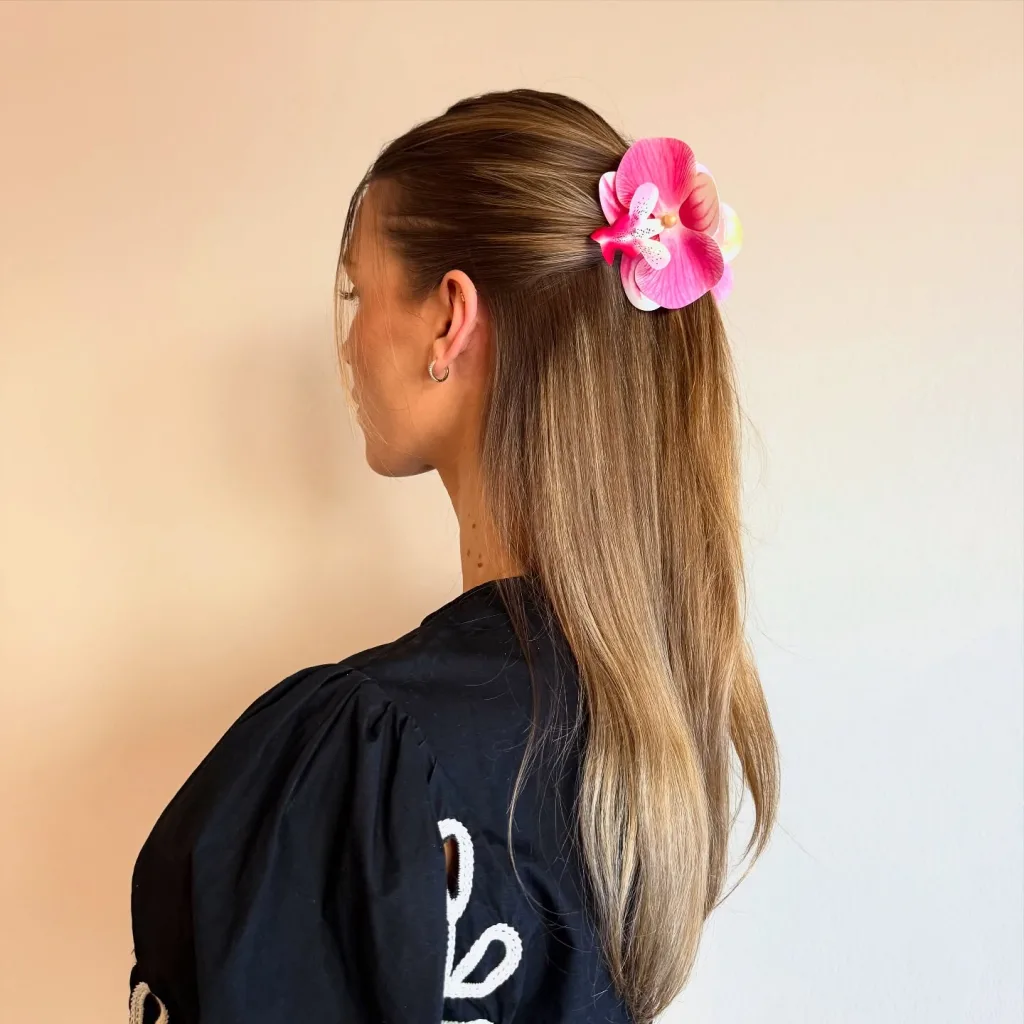 Floral Clip Half Up Look