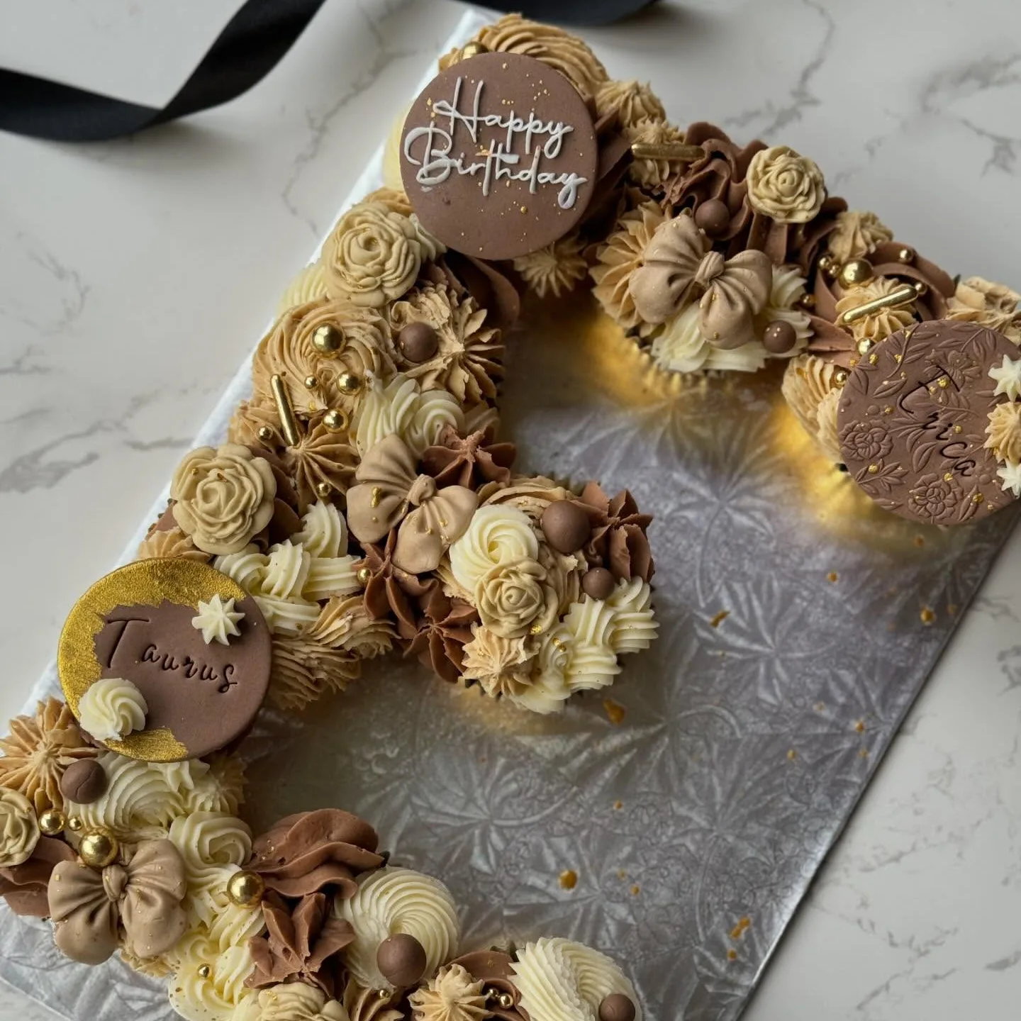 Glitter Monogram Cupcakes