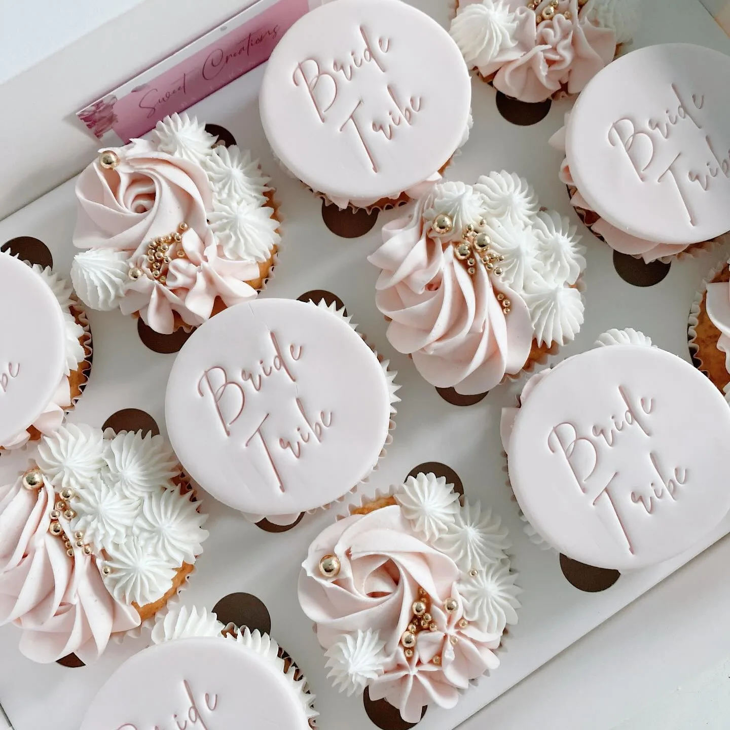 “Bride Tribe” Lettering Cupcakes