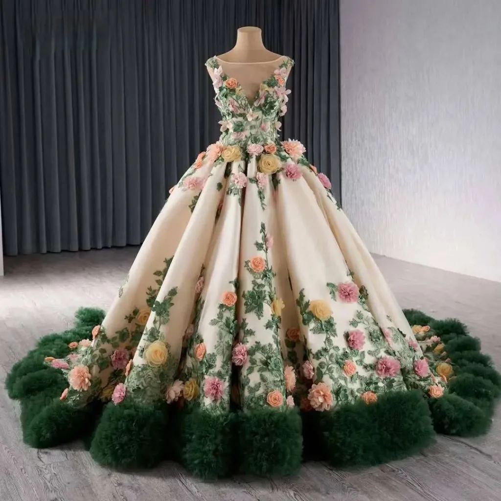 Bold Floral Print Ball Gown