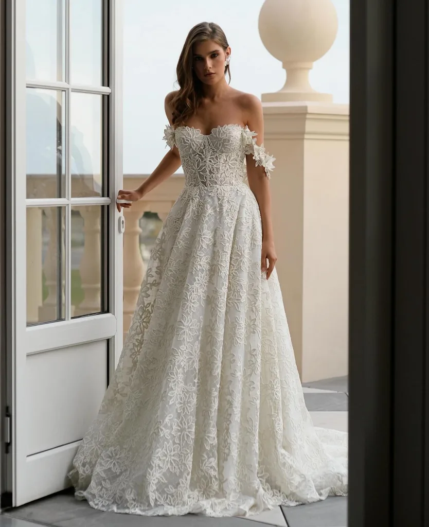 Floral Off-the-Shoulder Gown