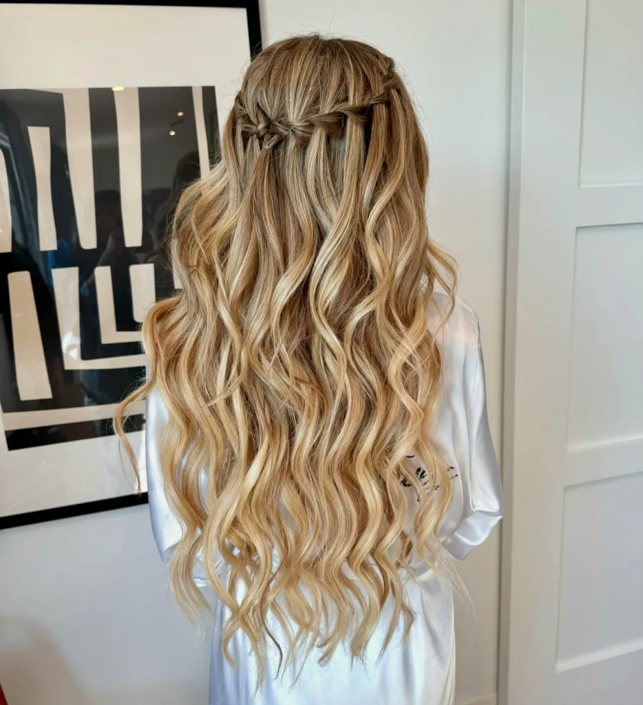 Half-Up Waterfall Braid