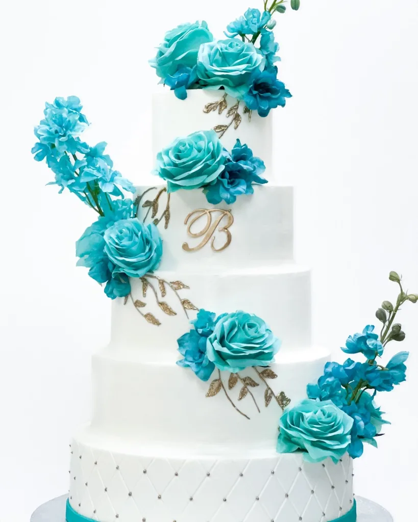 Aqua Wedding Cake Accents
