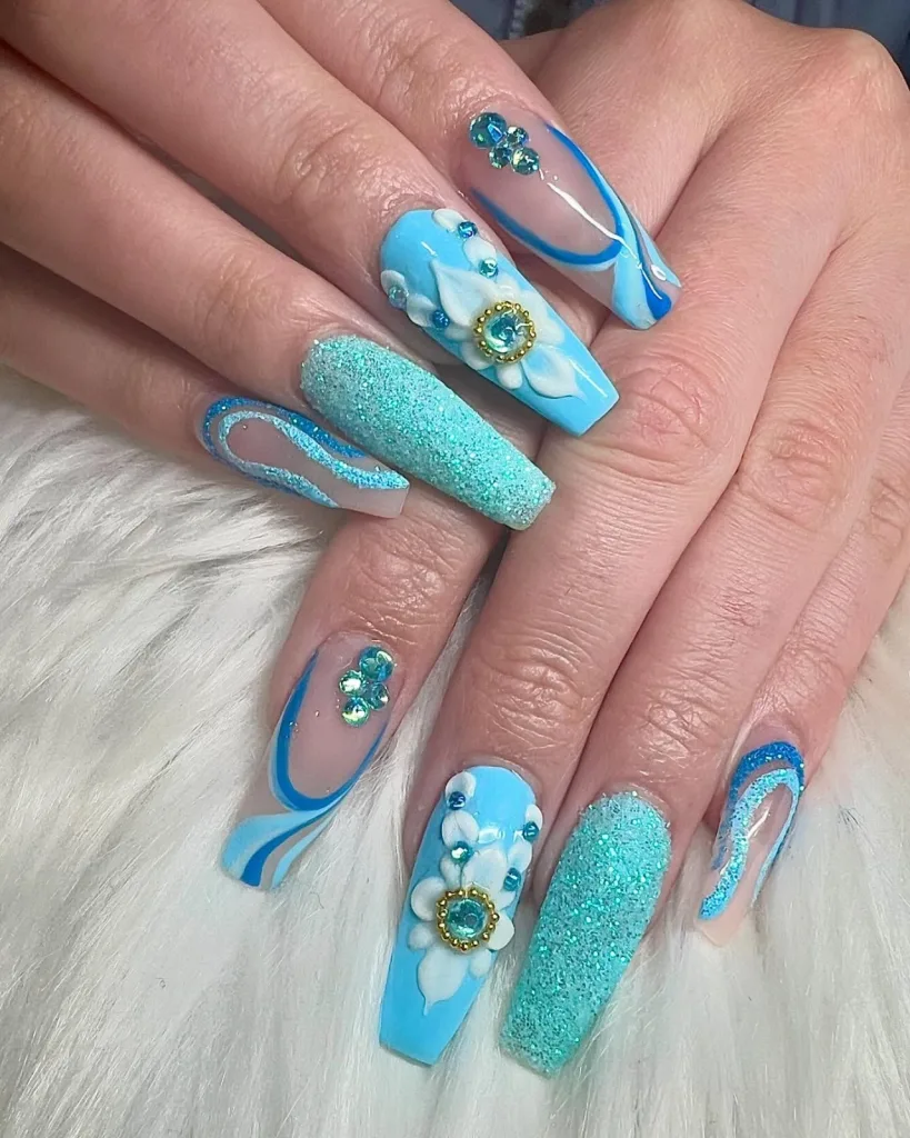 Aqua Wedding Nails