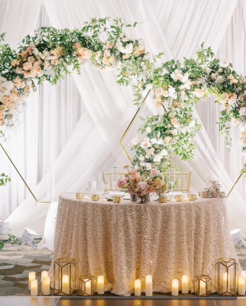 Sweetheart Table with a Backdrop Arch