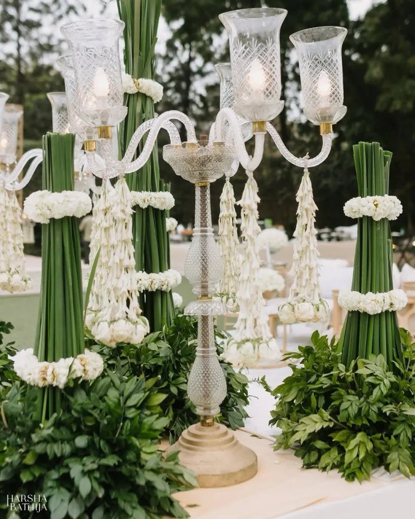 Hanging Floral Chandeliers Over Tables