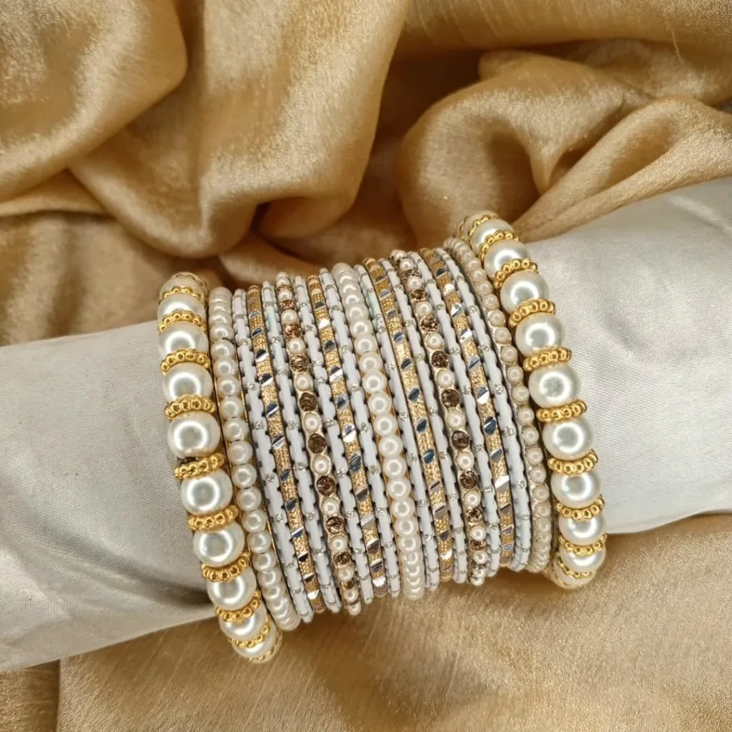 Minimalist White and Pearl Bangles