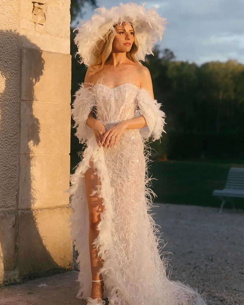 Midi Slip with Feather Details