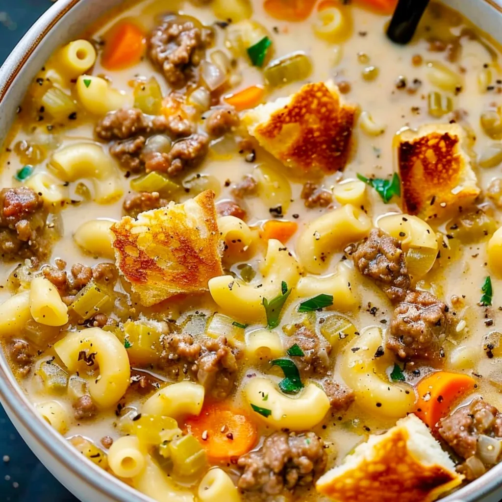 Macaroni Cheeseburger Soup